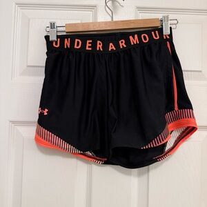 Like New Under Armour Play Up 3.0 Shorts Black/After Burn Pink